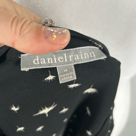 Daniel Rainn Black Blouse Top 3/4 Sleeve Medium Sheer Business Casual - Picture 3 of 4